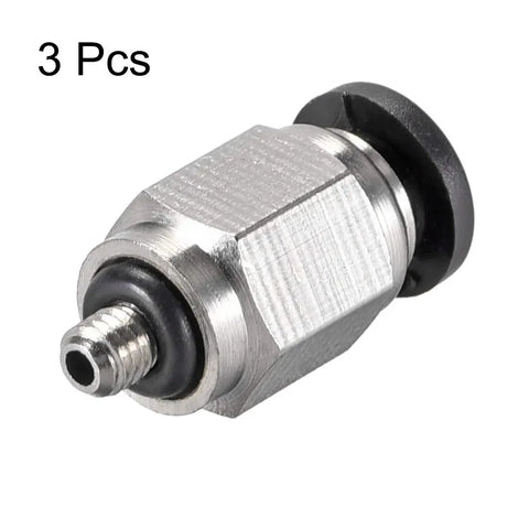 Straight Pneumatic Push To Connect Fittings M3 Male To 4mm Tube OD Silver Tone 3 Pack Quick Disconnect Pneumatic Tubing