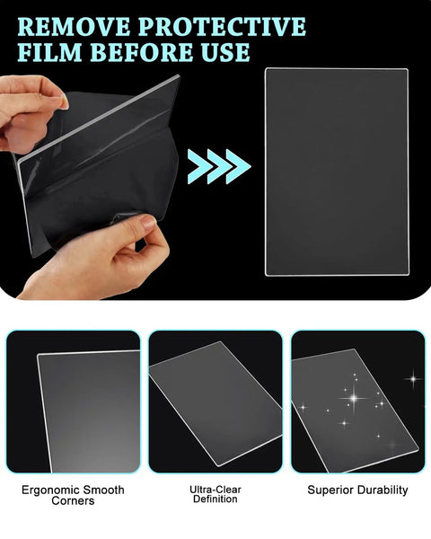 4 Pack Transparent Die Cutting Pads For Scrapbooking Machines, 8.75 x 6 Inch Clear Polycarbonate Cutting Plates shown in use