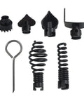 Badass Manganese Steel Drain Auger Cutting Heads 7 Piece Set includes various manganese steel cutter heads and springs.