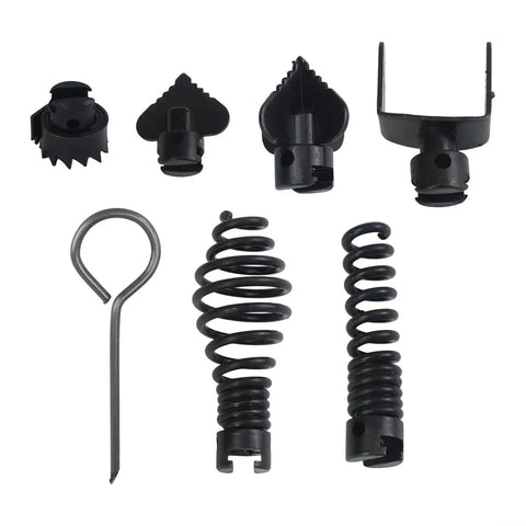 Badass Manganese Steel Drain Auger Cutting Heads 7 Piece Set includes various manganese steel cutter heads and springs.