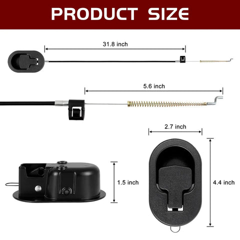 Universal Recliner Pull Handle Replacement Cable Featuring Upgraded Recovery Spring with detailed size measurements.