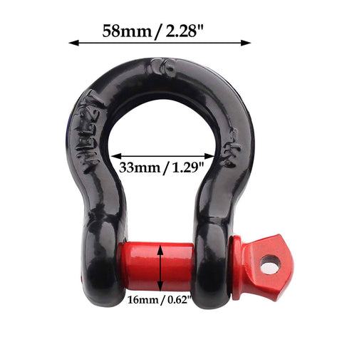 Two Pack Half Inch Heavy Duty D Ring Shackle Set Built Tough For Off Road Towing, 12 Ton Break Strength And 2 Ton Load Capacity