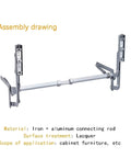 Assembly drawing of Soft Close Pneumatic Door Hinge Set for Heavy-Duty Wooden and Aluminum Doors, flush mount with vertical lift.