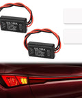 Brake Strobe Light Flasher Module Two Pack With Dual Flash Patterns For Safer Driving, Four Quick Then Four Slow Blinks Before Steady Light, GS 100A Car Brake Warning System For Eye Catching Alerts, two black wired modules for LED stoplights