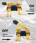 12V 24V Battery Disconnect Switch 250 Amp Knife Blade Kill Switch For Cars Boats Marine RVs Trucks ATVs Top Post Batteries Cut Off Isolator Shutoff With Negative Terminal, showing on and off positions.