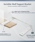 Hidden Stainless Steel Floating Shelf Bracket for Wall Mount Desks and Shelves, heavy duty one piece, invisible support, 11.4 x 5.9 x 1.9 inches