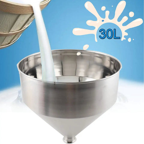 Heavy Duty 30L Filling Machine Hopper, 10 Gallon Stainless Steel 304 Food Grade, funnel shape with liquid pouring