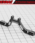 Beefed Up Extended Aluminum Damper Plate Upgrade For Typhon Grom RC Car shown in black alloy construction