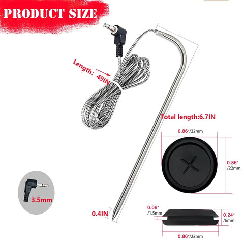 Two Pack Temp Meat Probe Replacements For Pellet Grills And Smokers For Your Grill Squad 3.5 mm plug dimensions and details