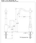 Diagram of Royale Cold Water Filtration Faucet Polished Brass, Solid Brass Construction, showing dimensions and design details.