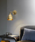 Vintage Wall Sconce Bookcase Light With Dimmable On Off Switch Hardwired Industrial Metal Fixture Reading Lamp 6.1 Inch Oval Antique Gold Shade