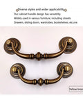 Antique Brass Cabinet Bar Pulls 4 Pack With 4.3 Inch Center To Center Vintage Retro Drawer Handles shown in yellow bronze finish