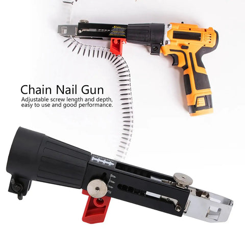 Heavy Duty Aluminum Screw Drill Chain Adapter for automatic fastening, features adjustable screw length and depth, durable design.