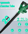 Cordless Leaf Blower Vacuum Combo 4 In 1 With Inflation Deflation Nozzles 190 MPH Air 3 Speed Control 20 Inch Tube ergonomic view