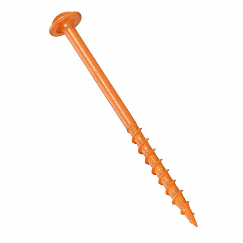Two And A Half Inch Coarse Thread Pocket Hole Screws 500 Pack With Orange Color Coat And Square Drive For DIY Tough Joints In Softwood Woodworking Great For Cabinets And Furniture Projects, single screw front view