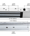 Illustration with dimensions of Waterproof Heavy Duty Magnetic Door Lock For Outdoor Gates Tough As Nails 12VDC 24VDC.
