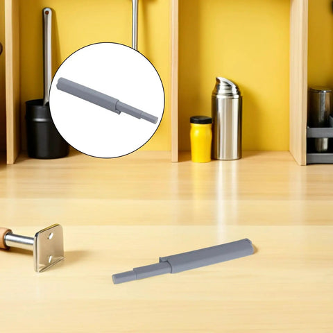 5 Pack Cabinet Door And Drawer Dampers, Soft Close Silent Buffers For Kitchen Cabinets, Grey ABS material on wooden counter