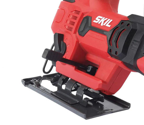 Close-up of Snag This 20V Cordless Jigsaw With Battery And Fast Charger For Knocking Out Clean Straight And Curved Cuts Heavy Duty Workhorse Power Saw.