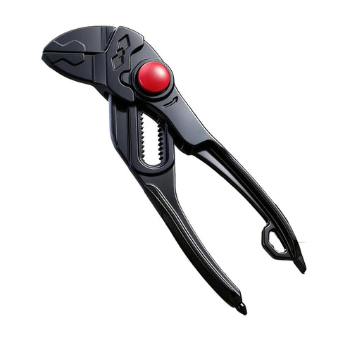 4-Inch Carbon Steel Grooved Adjustable Plumbing Pliers With Quick Jaw Adjustment, Rust-Resistant Electroplated Finish, Your Go-To Tool For Pipe Repairs, Home Fixes, And Auto Maintenance. Black pliers with red adjustment button
