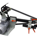 Heavy Duty 2X72 Bench Belt Grinder With Variable Speed Knobs And Rock Solid Welded Steel Frame showcasing motor and tracking system.