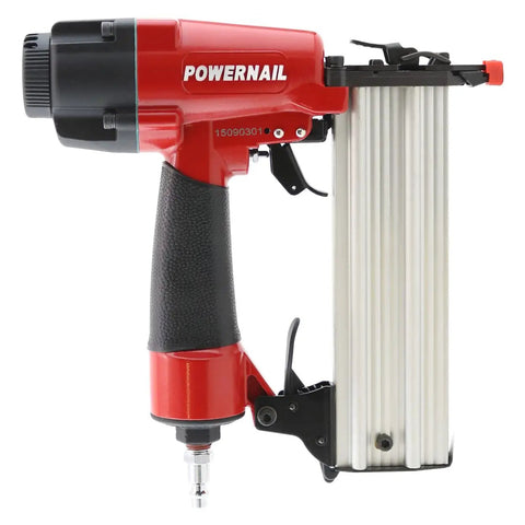 Heavy-Duty Pneumatic 18-Gauge Straight Brad Nailer Bad Boy Anodized Aluminum Magazine No-Mar Nose Tip Zero Hassle Reload Indicator Hardwood Flooring Trim Projects Stair Treads AX Series Compatible