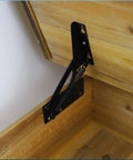Heavy Duty Furniture Spring Hinges 80 Degree Lift Brackets Built Like A Tank Rock Solid Steel installed on wooden storage chest.