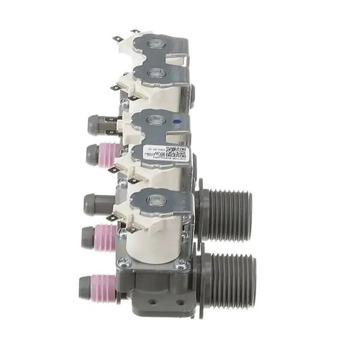 Side view of Washer Inlet Valve 5221EA1008F Replacement For Select LG Washers, showing three valve inlets and connectors.