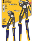 GrooveLock Pliers Set With V Jaw, 2 Piece, Fast Adjust Lower Jaws, Non Slip ProTouch Grips, Anti Pinch in retail packaging