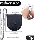 Hella Solid Pocket Watch Case Crafted From Premium Pu Leather Featuring A Snazzy Antique Bronze Chain secure snap closure with dimensions shown.