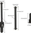 Beefy Front And Rear RC Drive Shafts For 1 To 16 Scale HM161 And 16889 Series Trucks Upgrade Kit size dimensions diagram.
