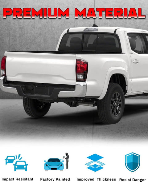 Chrome rear bumper end-cap pair installed on Toyota Tacoma 2016–2023 rear bumper cover