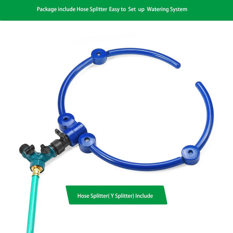 360 Degree Tree Watering Ring Kit For New Trees And Shrubs With Y Hose Splitter shown uninstalled on a white background