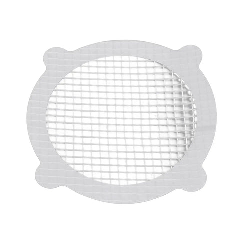 Saluaqui 50pcs Mesh Shower Drain Stickers 12cm Hair Catcher, clear mesh design with adhesive backing for hair trapping.