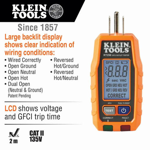 Must Have All In One Digital Multimeter Test Kit With Non Contact Voltage Tester Receptacle Tester And Test Leads 600V CAT III Safety Includes Batteries Measures AC DC Voltage Up To 600V 10A DC 2 Mega Ohms Diodes Continuity featuring a receptacle tester with backlit LCD.