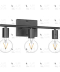 Dope Matte Black 3 Light Vanity Bath Light Over Mirror 60W Max 110V To 220V Metal Wall Fixture Hardwired E26 Base 17 Inch