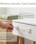 Adhesive Kid Proof Child Safe Cabinet Locks With Key For Cabinets Drawers And Doors Multi Purpose Latches in use on a drawer