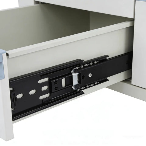Heavy Duty Silent Telescoping Drawer Slides 3 Section Ball Bearing Bottom Mount Black 2 Pack installed on white drawer