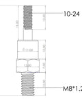 Technical drawing of Mandrel And Nose Piece Set For SAE 10 24 Rivet Nut Tools With Adjustable Stroke dimensions labeled