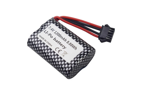2 Pack 7.4V 1200mAh Lithium Battery For R208 R308 2008 R206 TX122 TX123 H106 V003 RC model with connector focus