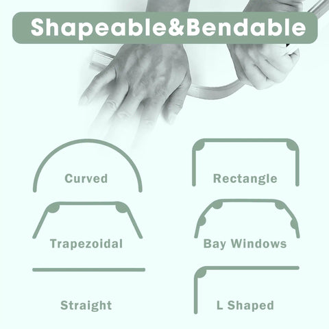 Flexible Bendable Ceiling Curtain Track With Clips for Room Dividers Ceiling Or Wall Mount Rails Heavy Duty Privacy Curtain Rods For Living Room Shower Bedroom And RV White 6 Ft. bendable white aluminum track with curved and L-shaped uses