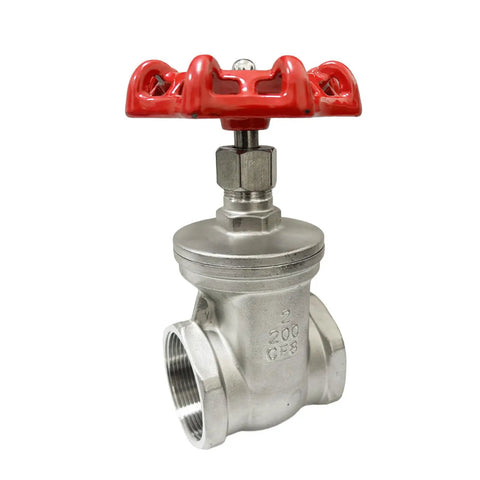 Two Pack Beefy Heavy Duty Gate Valve Set 2 Inch NPT Stainless Steel Female To Female Thread Rotary Sluice Valve, side view
