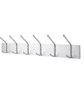 Wall Mount Coat Rack With Six Hooks For Coats Purses Bags And Umbrellas, Easy Install For Hallways And Entryways, Black Satin Aluminum Finish