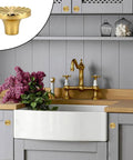 Must Have Golden Round Cabin Knobs 12 Pack Polished Gold Hardware Handles For Kitchen Cabinets Dressers Vanities And Drawers Classic Round Gold Pulls For Modern Home Upgrades on gray cabinet