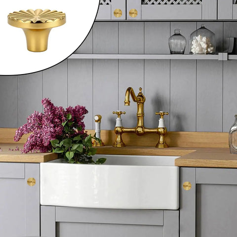 Must Have Golden Round Cabin Knobs 12 Pack Polished Gold Hardware Handles For Kitchen Cabinets Dressers Vanities And Drawers Classic Round Gold Pulls For Modern Home Upgrades on gray cabinet