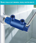Pipe Extractor Tool Set For Removing Broken Pipes And Nipples Fits Half Inch To One Inch Blue Tool Installed on Pipe
