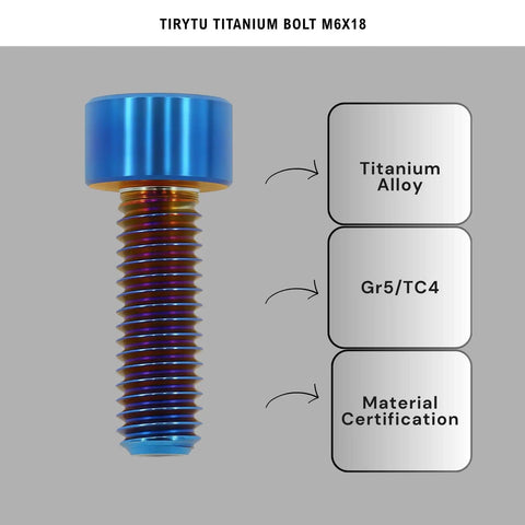 Ultra Lightweight Titanium Bolts M6x18 Hex Socket Screws For Beefed Up Weight Critical Upgrades On MTB Road Bikes And Motorcycles Burnt Blue Finish 6 Pack Rust Proof Corrosion Resistant Fasteners with material details