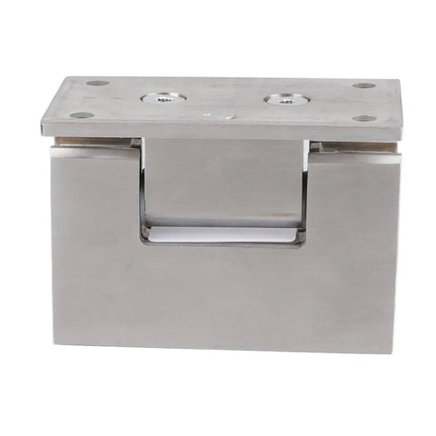 Tough Double Open Shower Door Hinge Stainless Steel Brushed Finish, durable design for smooth swinging glass doors.