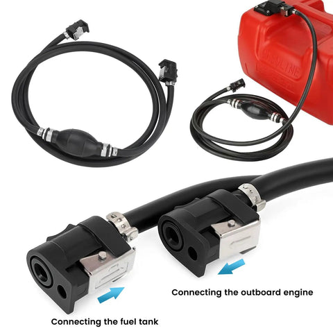 Rugged Universal 6.89 Ft Fuel Line Kit For Marine Outboard Boats And RVs With Primer Bulb, Clamps And Connector, 5/16 In Inner Diameter (8 Mm), 7/16 In Outer, Low Permeation Rubber Hose Ethanol Ready, Yamaha Compatible