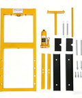 Heavy Duty 6 Ton Hydraulic Shop Press With Sturdy H Frame Design parts layout, including carbon steel frame and hydraulic jack for metalworking tasks.