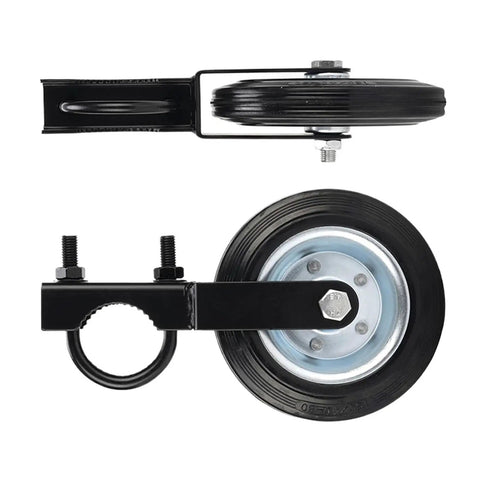 Heavy Duty Anti Sag Swinging Gate Roller Wheel Featuring Adjustable U Bolt Mount For Barn And Driveway Gates Rust Proof Powder Coated Steel close-up view.